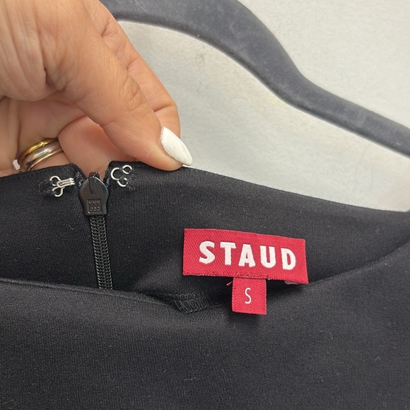 STAUD Hawthorne taffeta-trimmed stretch-ponte mini dress - Picture 3 of 7